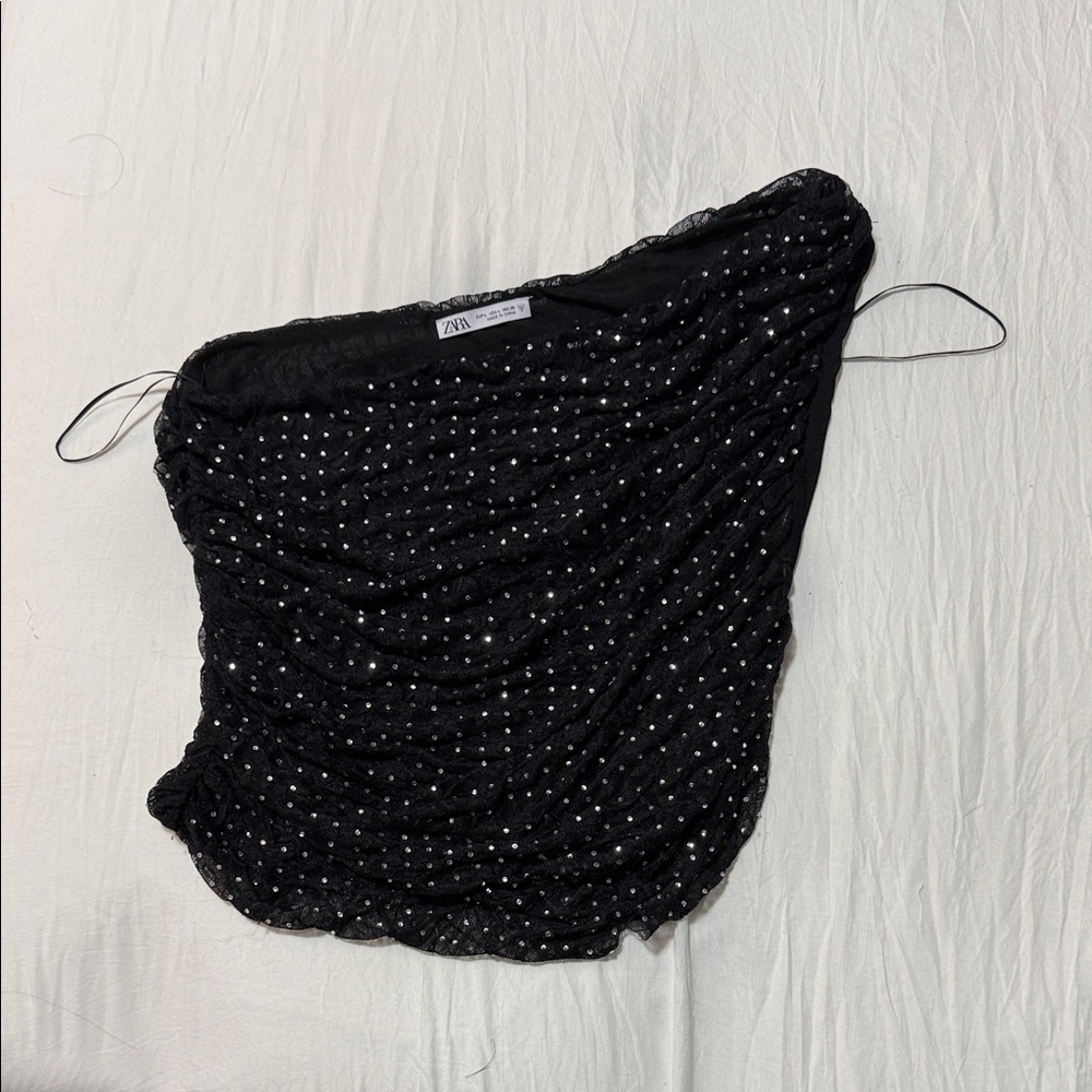 Zara Black and Silver Sequin Blouse